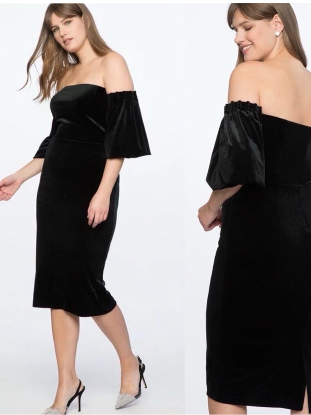 Eloquii black velvet strapless cocktail dress size 20‎